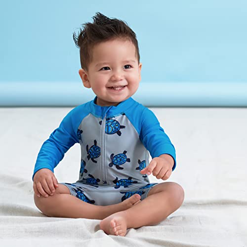 Gerber Baby Boys Long Sleeve Sun Protection Rashguard One Piece Swimsuit Green Turtles 24 Months US - Image 3