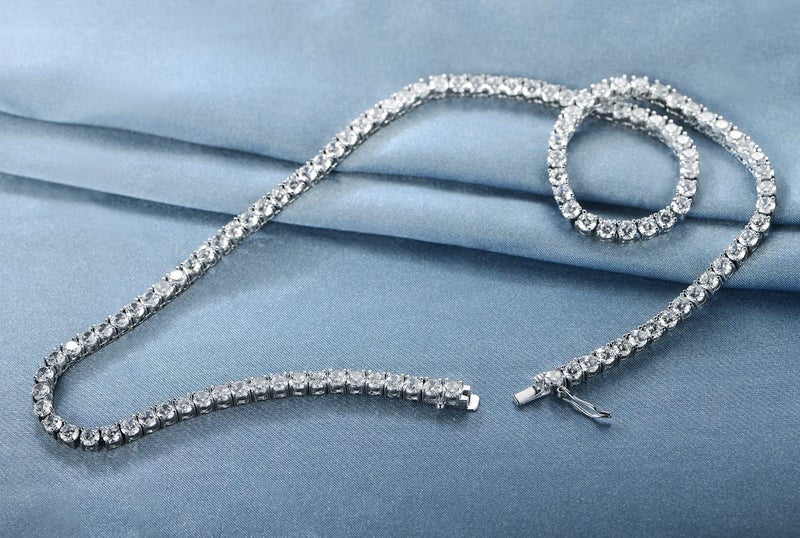 Gemsme 4.0mm CZ Tennis Necklace, 18K White Gold Plated 4.0mm Round Cubic Zirconia Classic Tennis Necklace 20 Inch - Image 5
