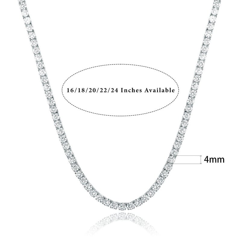 Gemsme 4.0mm CZ Tennis Necklace, 18K White Gold Plated 4.0mm Round Cubic Zirconia Classic Tennis Necklace 20 Inch - Image 3