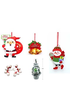 Generic 5 in 1 Christmas Decoration Hanging Tag With One Piece Santa Battery Operated Light  - Image 1