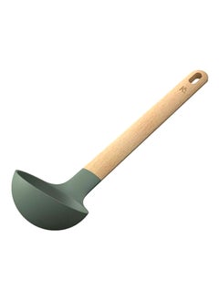 PARFAIT Eco-Friendly Hangable Wooden Handle Silicone Soup Ladle Green and Brown 7.6 x 9.4 x 31.6 cm SA9481KT 