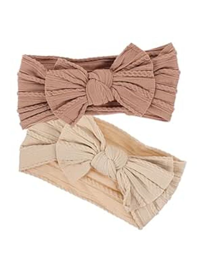 2pcs Nylon Bow Knot Headbands Soft Stretchy Hair Accessories for Everyday Wear - Image 1
