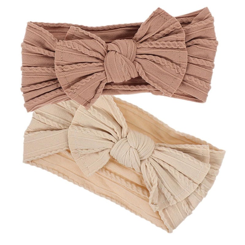 2pcs Nylon Bow Knot Headbands Soft Stretchy Hair Accessories for Everyday Wear - Image 2