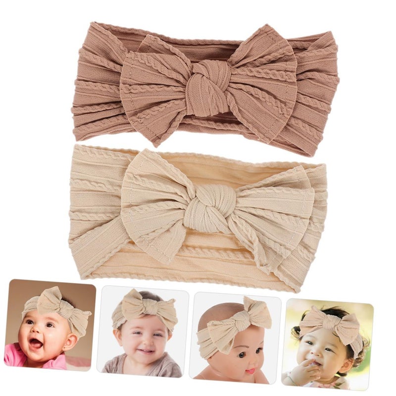 2pcs Nylon Bow Knot Headbands Soft Stretchy Hair Accessories for Everyday Wear - Image 3