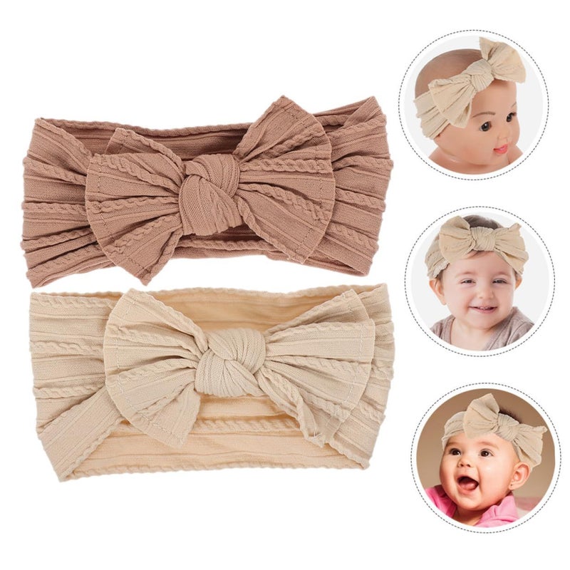2pcs Nylon Bow Knot Headbands Soft Stretchy Hair Accessories for Everyday Wear - Image 5