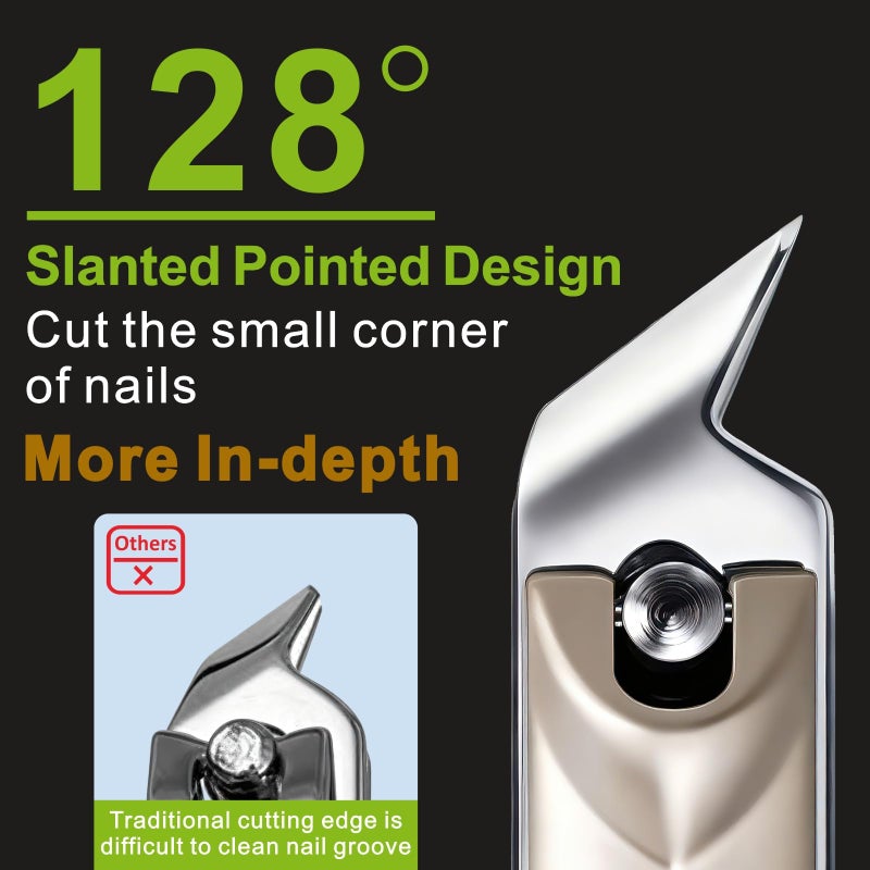 dignity Slanted Pointed Ingrown Nail Clippers,Slanted Edge Blades for Thick Fingernails and Toenails,Angled Toenail Clippers with Non Slip Handle,Cuticle Trimmer,Built in File,Stainless Steel,Extremely Sharp - Image 2