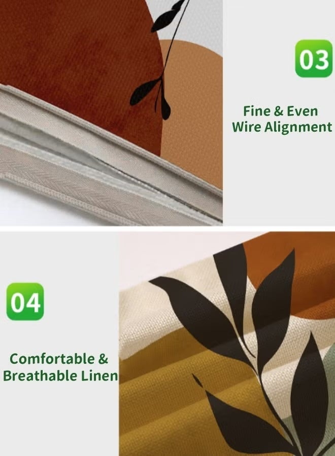 يوڠام طقم من 4 أغطية وسائد، أغطية وسائد ديكورية بمقاس 45 × 45 سم، أغطية وسائد من الكتان بنقشة أوراق بوهيمية، أغطية وسائد مزخرفة لحماية الوسائد مناسبة للسرير أو الأريكة أو الكنبة أو ديكور المنزل، الأغطية فقط بدون حشوات - Image 5