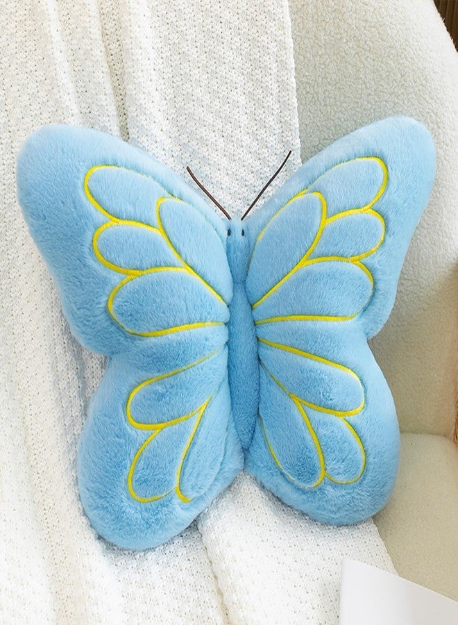 PEACH CAT Butterfly Pillow Decorative Butterfly Shaped Throw Pillows 16" x 12" Soft Plush Cushion Decor for Bedroom Living Room Couch Sofa Blue - Image 1