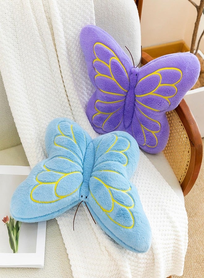 PEACH CAT Butterfly Pillow Decorative Butterfly Shaped Throw Pillows 16" x 12" Soft Plush Cushion Decor for Bedroom Living Room Couch Sofa Blue - Image 2