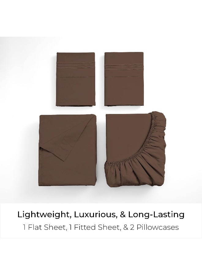 Mellanni King Sheets Set - 4 PC Iconic Collection Bedding - Hotel Luxury, Extra Soft, Cooling Bed Sheets - Wrinkle, Fade, Stain Resistant (King, Brown) - Image 3