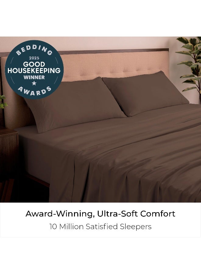 Mellanni King Sheets Set - 4 PC Iconic Collection Bedding - Hotel Luxury, Extra Soft, Cooling Bed Sheets - Wrinkle, Fade, Stain Resistant (King, Brown) - Image 2