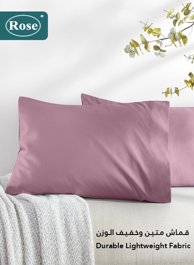 Rose Luxurious Plain Pillow Covers Set with Envelop Closure Design, Pillowcases 2-Pieces Set, Soft & Cozy Microfiber Breathable and Cooling, Standard Size 50×75 cm, Opera Mauve - Image 4