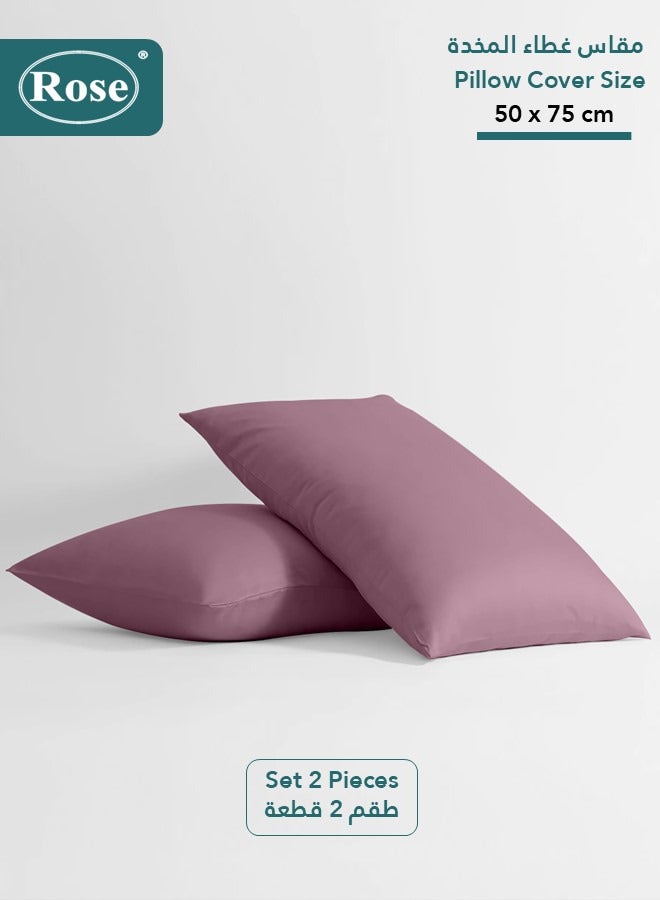 Rose Luxurious Plain Pillow Covers Set with Envelop Closure Design, Pillowcases 2-Pieces Set, Soft & Cozy Microfiber Breathable and Cooling, Standard Size 50×75 cm, Opera Mauve - Image 1