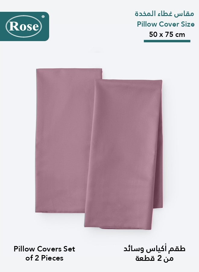 Rose Luxurious Plain Pillow Covers Set with Envelop Closure Design, Pillowcases 2-Pieces Set, Soft & Cozy Microfiber Breathable and Cooling, Standard Size 50×75 cm, Opera Mauve - Image 2