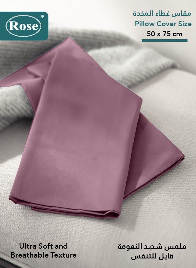 Rose Luxurious Plain Pillow Covers Set with Envelop Closure Design, Pillowcases 2-Pieces Set, Soft & Cozy Microfiber Breathable and Cooling, Standard Size 50×75 cm, Opera Mauve - Image 3