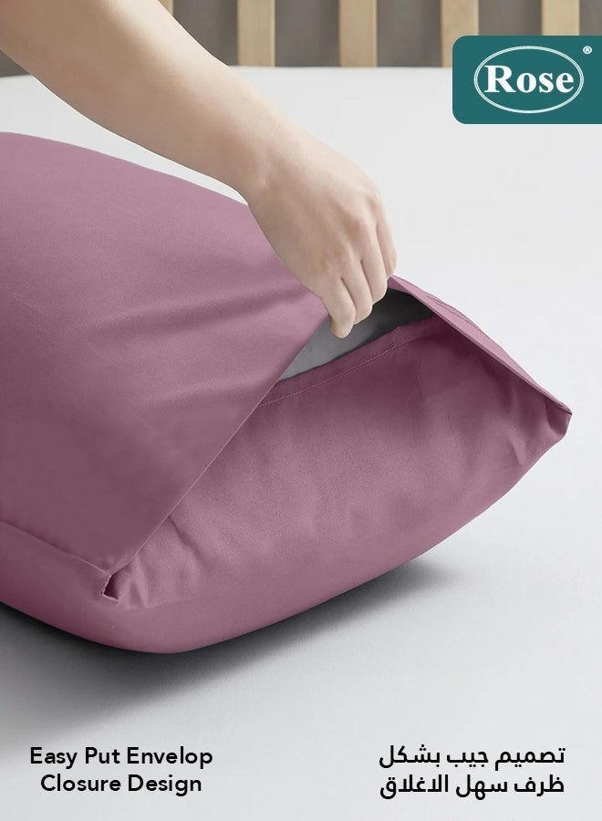 Rose Luxurious Plain Pillow Covers Set with Envelop Closure Design, Pillowcases 2-Pieces Set, Soft & Cozy Microfiber Breathable and Cooling, Standard Size 50×75 cm, Opera Mauve - Image 5