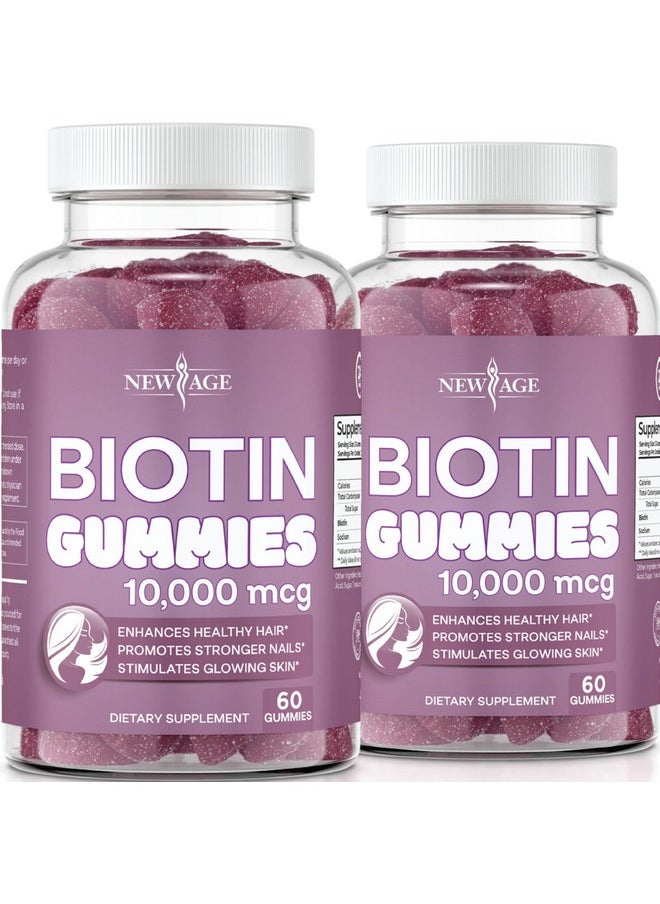 New Age - Biotin Gummies Skin Hair & Nails Gummies Supports Nail Strength And Healthy Hair Vegetarian Vegan Nongmo Glutenfree Dairyfree Gelatinfree 120 Count 2Pack - Image 1