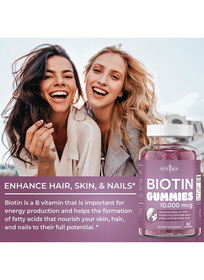 New Age - Biotin Gummies Skin Hair & Nails Gummies Supports Nail Strength And Healthy Hair Vegetarian Vegan Nongmo Glutenfree Dairyfree Gelatinfree 120 Count 2Pack - Image 1
