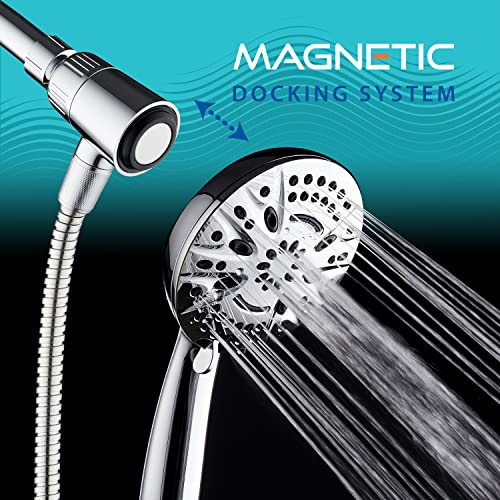 AquaDance New Magnetic Guidance Docking System - High-Pressure 8-setting Handheld Shower Head with Giant 5 inch Face, Magnetic Bracket, Extra-long 72 inch Stainless Steel Hose/All Chrome Finish - Image 2