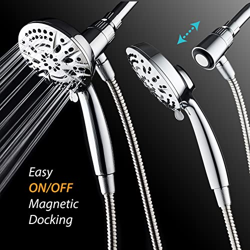 AquaDance New Magnetic Guidance Docking System - High-Pressure 8-setting Handheld Shower Head with Giant 5 inch Face, Magnetic Bracket, Extra-long 72 inch Stainless Steel Hose/All Chrome Finish - Image 3