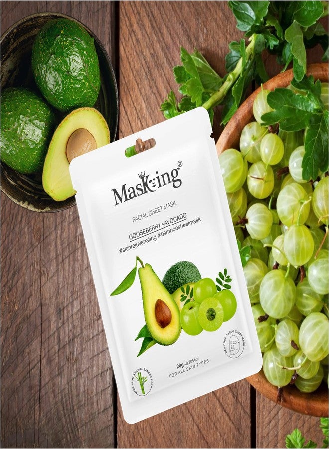 MasKing Bamboo Facial Sheet Mask of Gooseberry & Avocado for Skin Rejuvenating Ideal for Women & Men 20ml, (Pack of 1) - Image 2