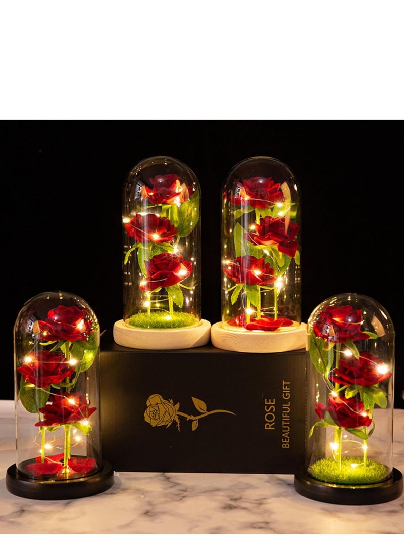 Generic Birthday Rose Gifts, Rose Flower Gifts for Women, Beauty and The Beast Rose, Rose Flowers for Mother's Day Women Gift, Red Galaxy Rose Flowers in A Glass Dome for Girlfriend, Wife  - Image 4