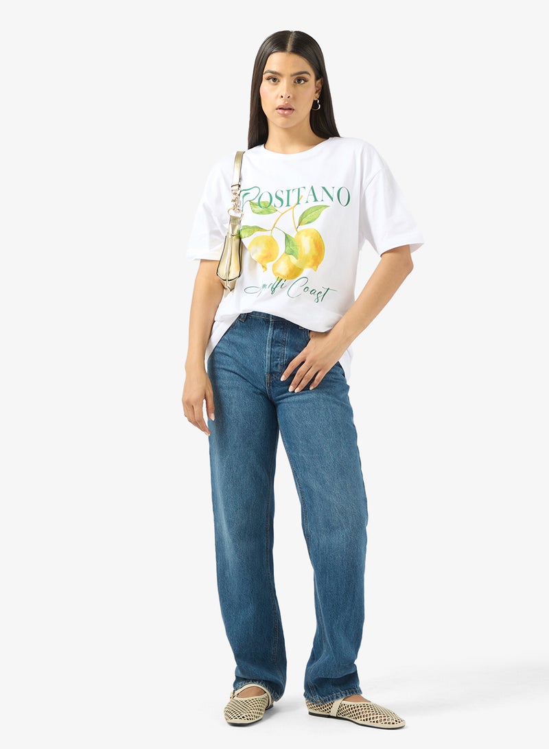 Ginger Cotton Oversize Travel Graphic T-shirt - Image 4