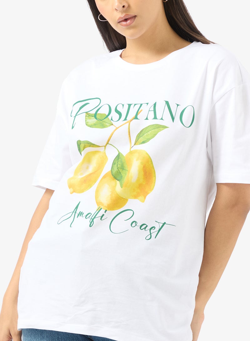 Ginger Cotton Oversize Travel Graphic T-shirt - Image 3