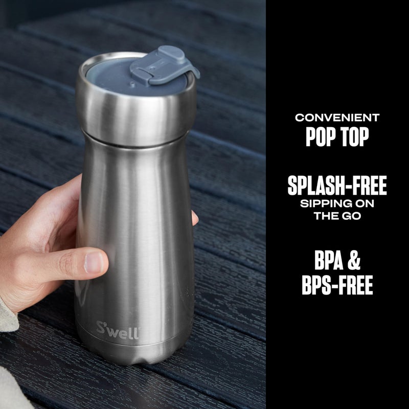 S'well S'well Commuter Lid, 18/8 Stainless Steel Lid with Pop Top, Splash Free Sipping On The Go, BPA Free  - Image 3