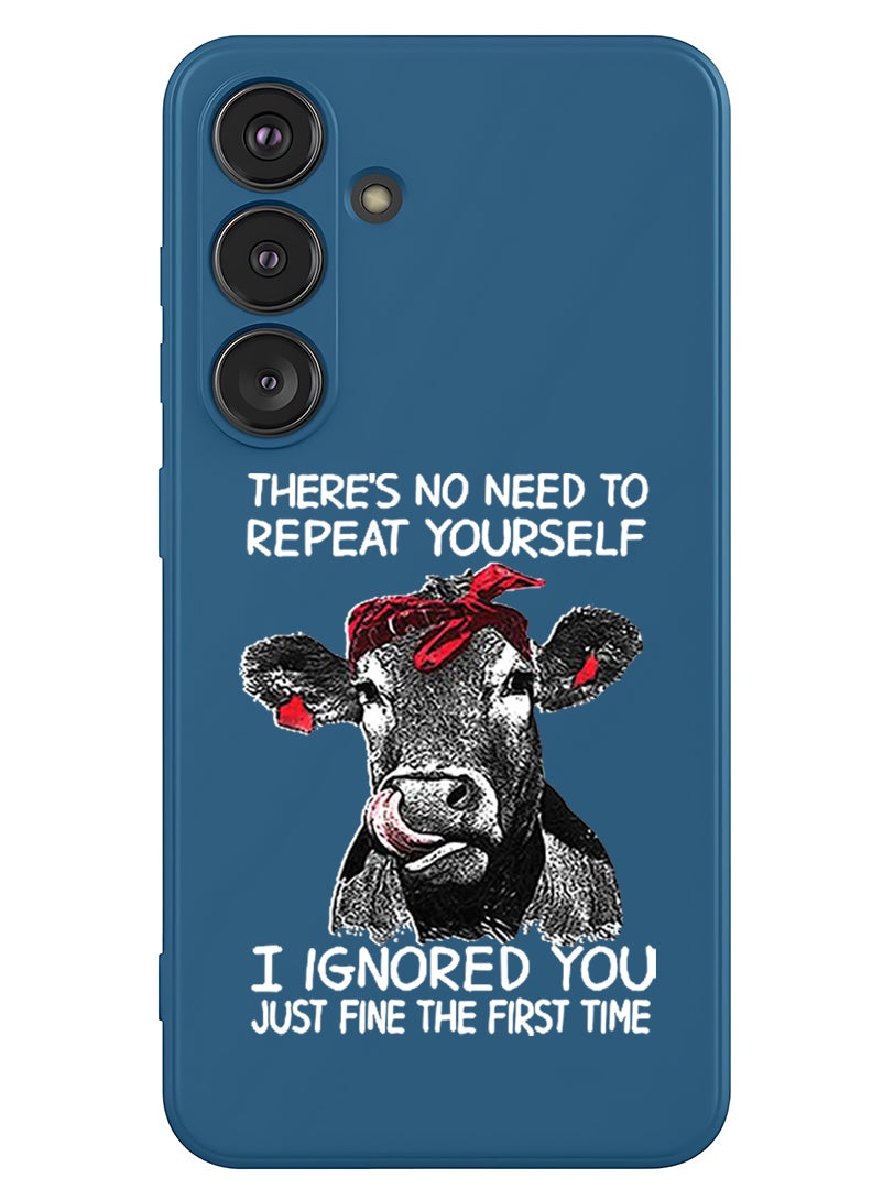 Theodor Protective Slim Fit Case Liquid Silicone Cover with Full Body Protection Anti-Scratch Shockproof Case For Samsung Galaxy S25 (Blue) - there is no ned to repeat yourself - White - Image 1