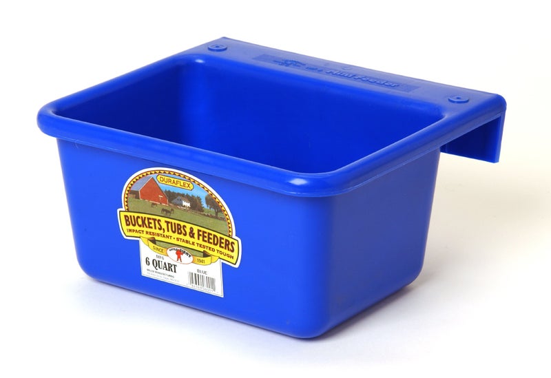 Little Giant® Plastic Mini Feeder | Fence Feeder | Goat Feeder | Durable & Mountable Bucket for Livestock | Made in USA | 6 Quart | Blue