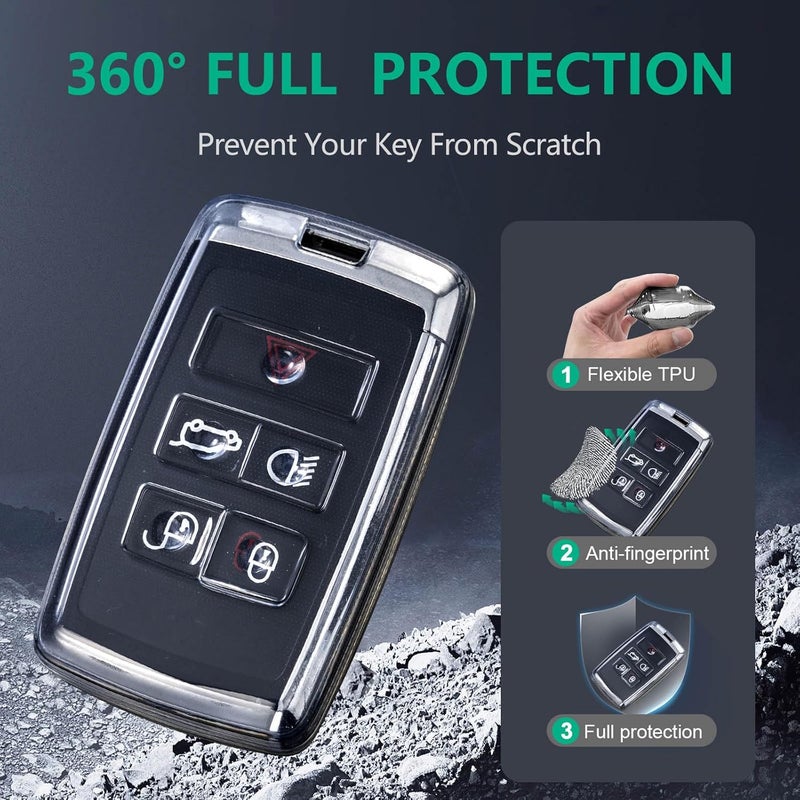 Flensent Clear TPU Key Fob Cover for 2018-2023 Land Rover Range Rover Evoque Vogue Discovery 5 Sport Jaguar E I-PACE - Image 5