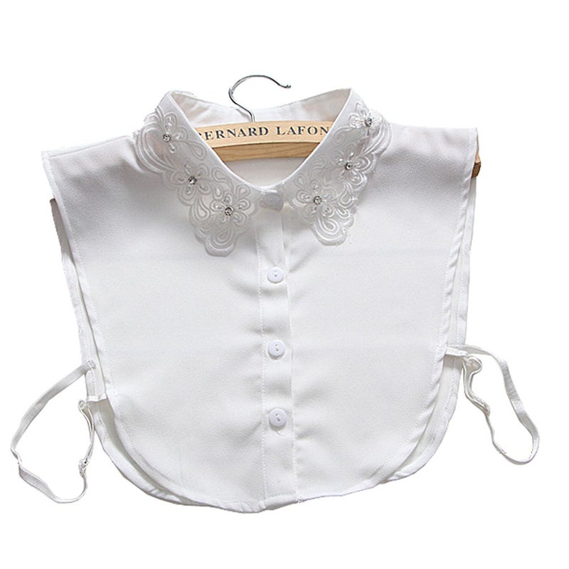 YAKEFJ Lady Half-Shirt Blouse Detachable Lace chiffon Fake Collars Dicky Collar Faux Collar - Image 4