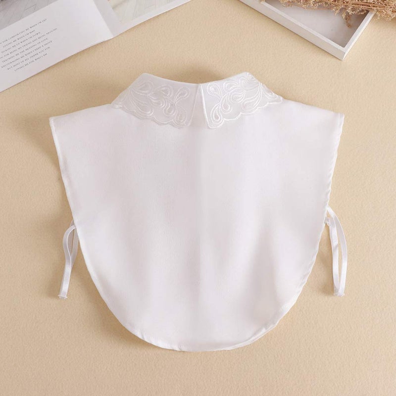 YAKEFJ Lady Half-Shirt Blouse Detachable Lace chiffon Fake Collars Dicky Collar Faux Collar - Image 3