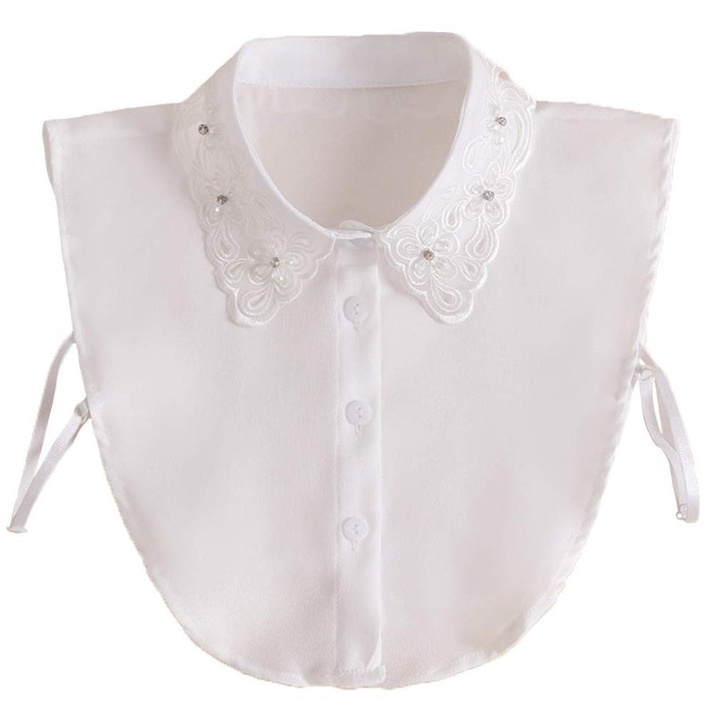 YAKEFJ Lady Half-Shirt Blouse Detachable Lace chiffon Fake Collars Dicky Collar Faux Collar - Image 1