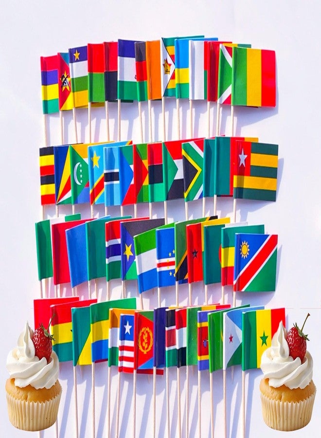 JBSJBS 54 Africa Countries Flag African National Cupcake Topper Flags Banner Mini Small Country World Toothpick Stick Flags Cake Party Festival Theme Decorations(108Pcs) - Image 1