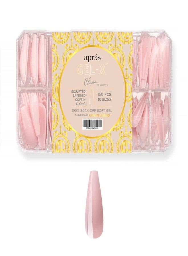 APRÉS x Chaun Legend Neutrals "CHAUN" Gel-X Box Of Nail Tips, Exclusive Tapered, 10 Sizes 0-9, Soft Gel Tip Box (150pcs) (Sculpted Tapered Coffin Extra Long, 150) - Image 1