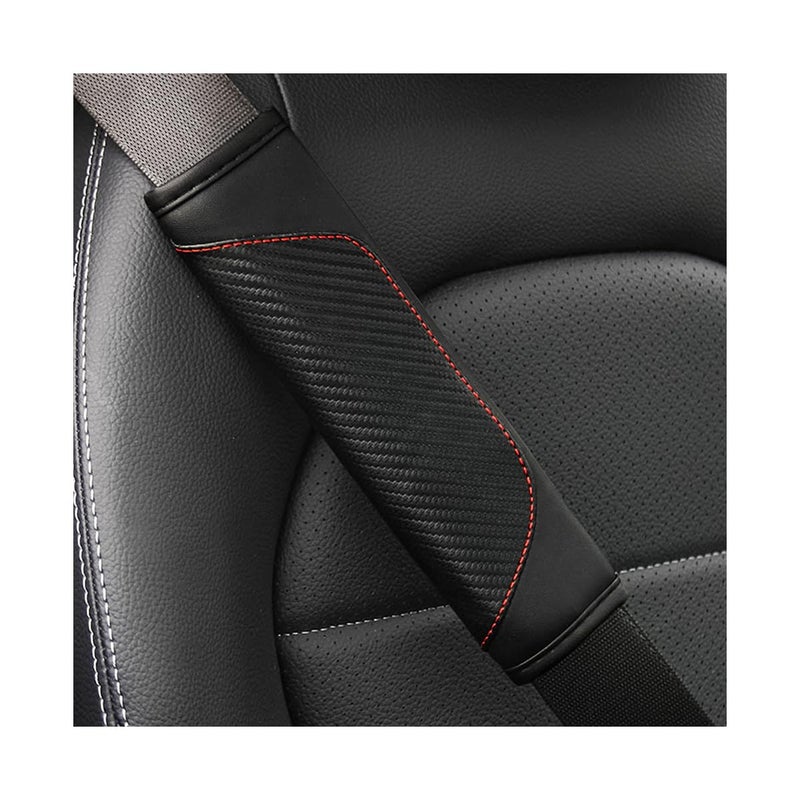 Osilly 2PCS Car Seat Belt Cover Carbon Fiber Seatbelt Shoulder Protection Soft Car Seat Belt Strap Cushion Protect Your Neck and Shoulder Car Accessories Seat Belt Pad for Car Truck Black