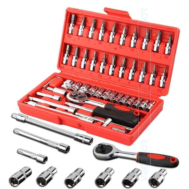 ISC ISC 46 in 1 Pcs Tool Kit & Screwdriver set and Socket Set Wrench Set Multi Purpose Combination Tool Case Precision Socket Set - Image 5