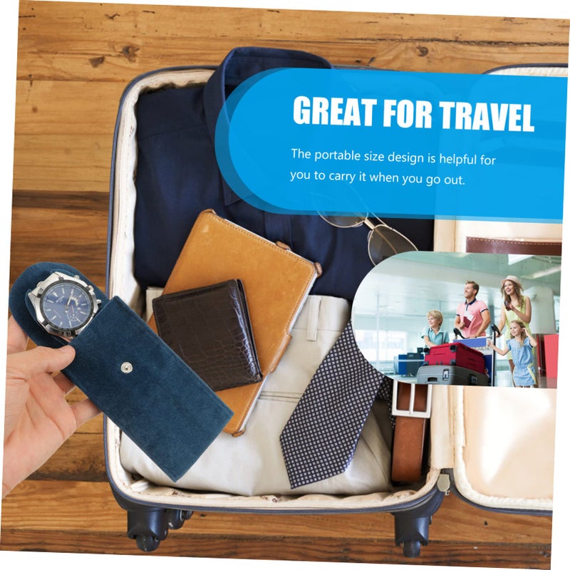Blue Water Resistant Watch Storage Pouch Organizer Case For Men And Women - Image 4