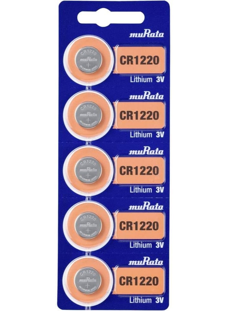 Murata CR1220 Lithium Button Cell Battery 3V 40mAh - Pack of 5