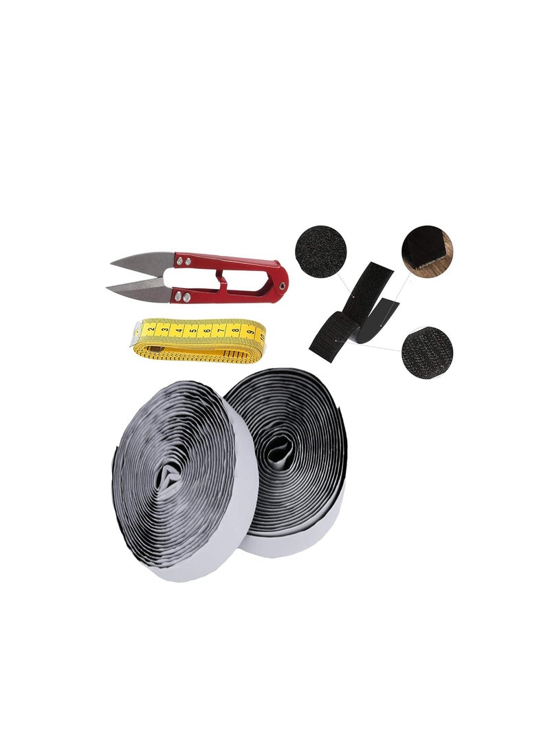 SAI PRASEEDA SAI PRASEEDA Adhesive Hook 20MTS_Adhesive Loop 20MTS with Easy Removal Sticker 20mm_ 20 MTS or 66 Feets Black Color with Industrial Cutter_Measuring Tape SP4 