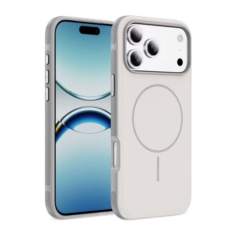 غطاء MagSafe بسيليكون لـ iPhone 14 / 14 Plus / 14 Pro / 14 Pro Max مع حماية من السقوط ومقاوم لبصمات الأصابع مع مقاوم للصدمات مع مغناطيس قوي مع ملمس غير لامع باللون رمادي مغناطيسي. - Image 1