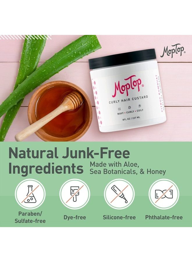 MopTop Curly Hair Custard Gel for Fine, Thick, Wavy, Curly & Kinky-Coily Natural hair, Anti Frizz Curl Moisturizer, Definer & Lightweight Curl Activator w/Aloe, great for Dry Hair, 8oz. - Image 3