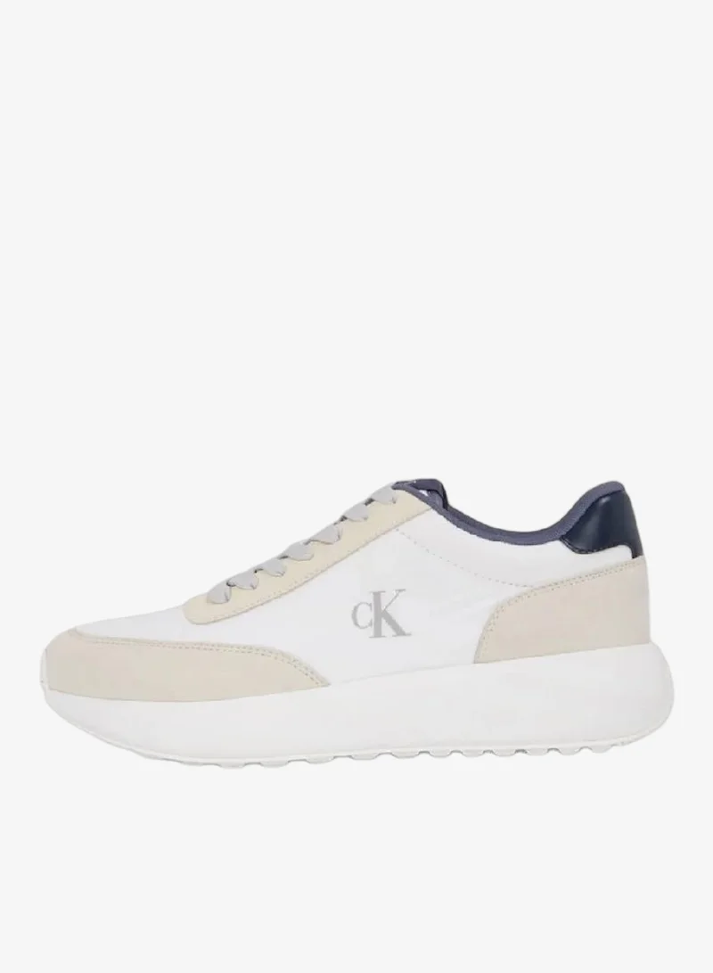 Calvin Klein Jeans Bright White/Turtle Dove/Grisalle Leather Trainers for Men | Best Price UAE