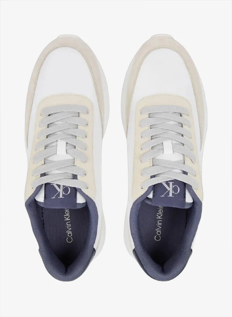 Calvin Klein Jeans Bright White/Turtle Dove/Grisalle Leather Trainers for Men | Best Price UAE