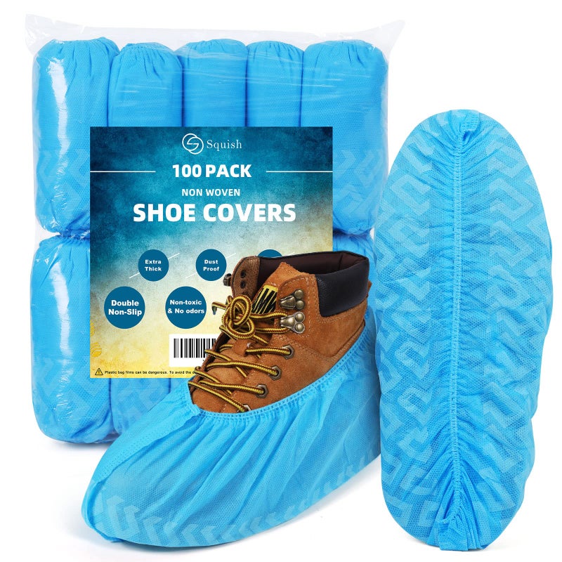 squish Shoe Covers Disposable Non Slip Thick Extra Disposable Boot Covers Slip Proof Shoe Cover for Indoors Outdoors Recyclable Durable Protector Covers Fits Virtually Most Shoes 100 Pack50 pairs