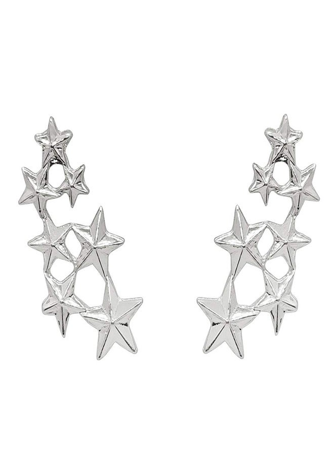 FURE Silver Colour Metal Seven Stars Collar Pins for Men & Women - Image 1