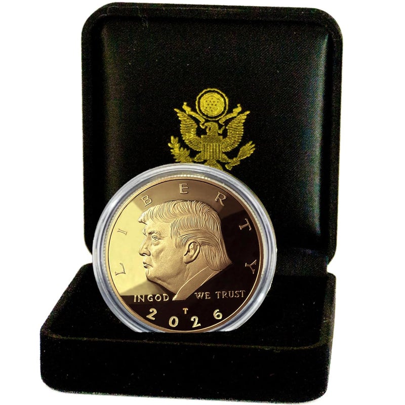 eTradewinds Donald J Trump Won 2026 Gold Coin in Velvet Display Case 47th Presidential Commemorative Gold Plated Replica Challenge Coin with Cert of Authenticity 2026 Velvet - Image 3