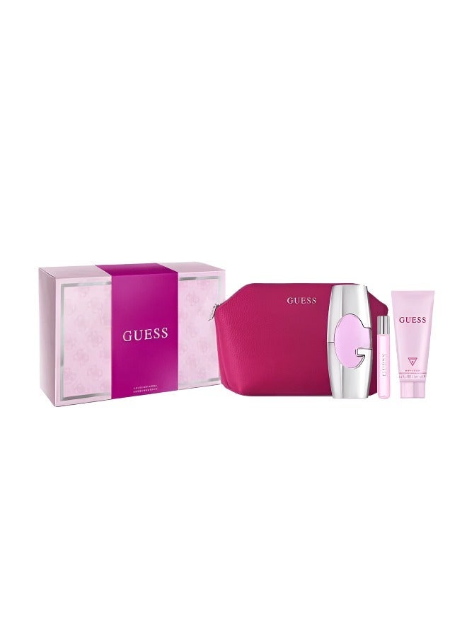 جس مجموعة هدايا Guess Pink للنساء - عطر EDP 75 مل + عطر EDP 15 مل + لوشن للجسم 100 مل + حقيبة - Image 3